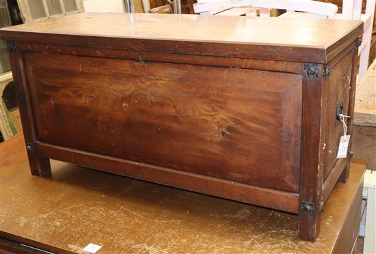 An oak coffer, hewn from a single block of wood W.107cm